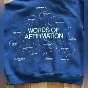 Dandy Worldwide “Words of Affirmation” Navy Blue Hoodie Sweatshirt Sz XL